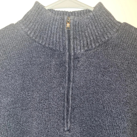 Men's Large Calvin Klein 100% cotton pullover sweater dark blue neck zipper - Picture 7 of 9